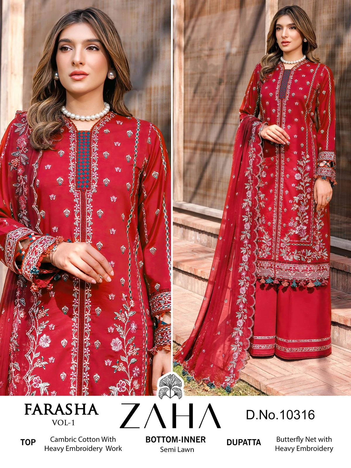 Zaha Farasha Vol 1 Pure Cambric Cotton Wholesale Pakistani Salwar Suit Catalog — Wholesale Salwar Suits, MPA wholesale from Surat - Gallery Image 9